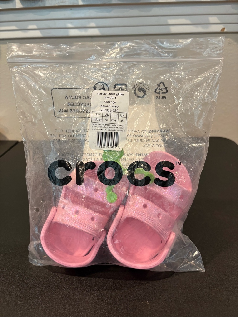 Crocs Classic Glitter Sandal Clog Kid Flamingo Pink Infant Baby Toddler Sizes - Picture 8 of 11